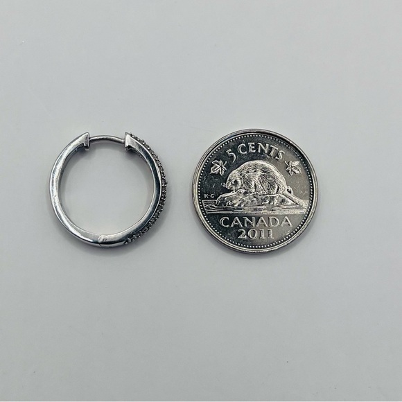 .50 CT Natural Diamond Triple Row Silver Earring Hoops - Picture 7 of 7